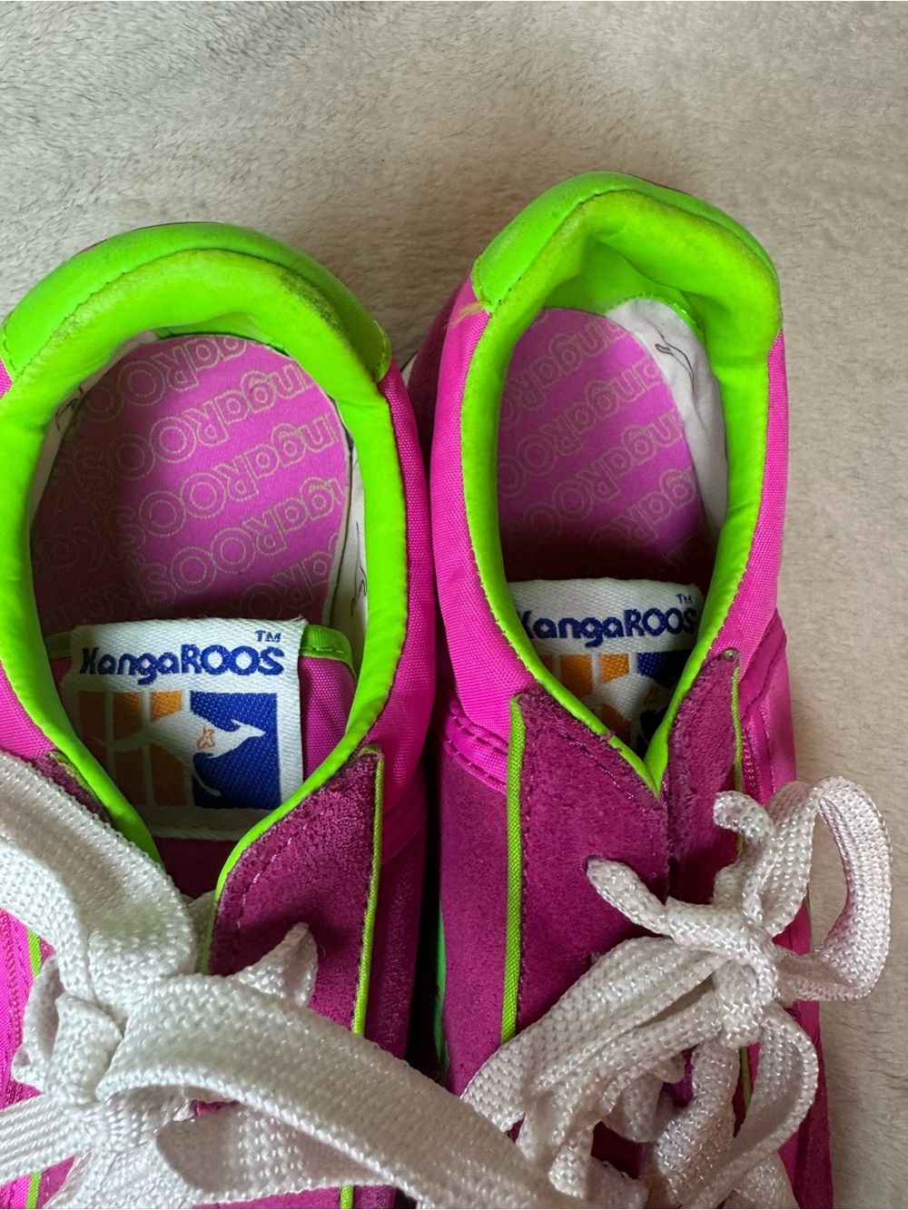 Vintage KangaROOS Neon Pink Green Retro Running Sneakers Size 8 - Picture 5 of 8